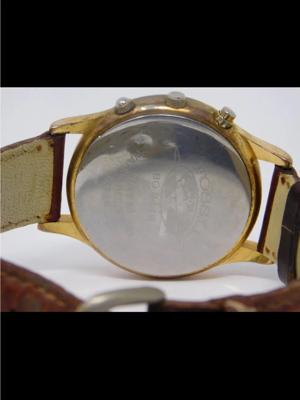 Fossil BQ 8443 Vintage 1995 Watch Moon Phase Gold Brown Leather Band Collectible